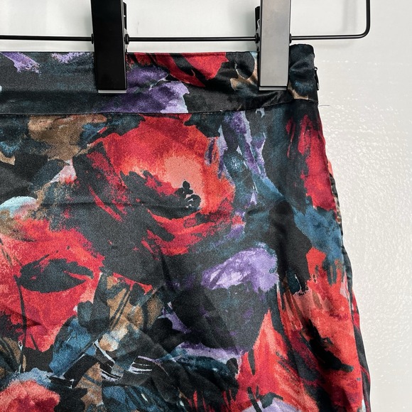 Jaclyn Black Red‎ FLORAL Skirt 14 Marilyn Monroe Sexy Secretary Kick Pleat Artsy - Picture 2 of 16